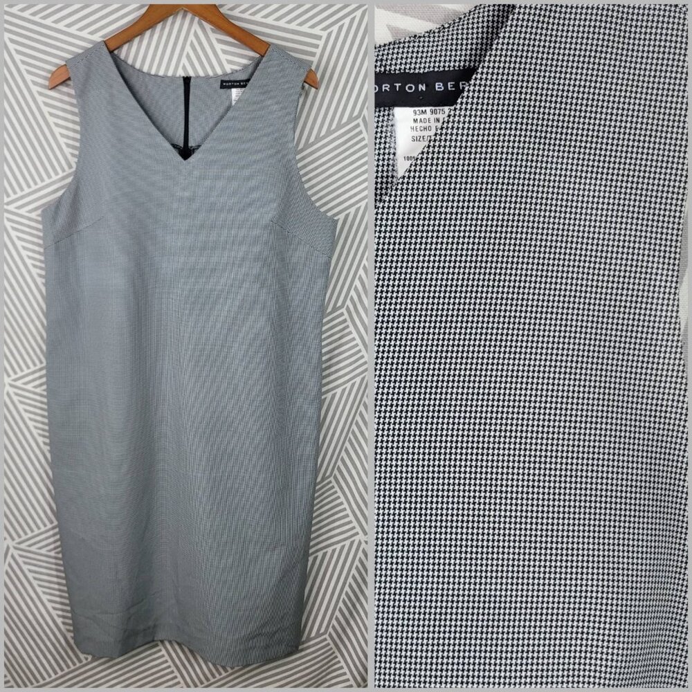Vintage Jumper Dress Size 16 overall Suit Professional Houndstooth Check Grey